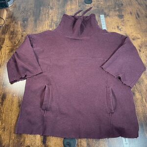 UGG Cozy Sweater Womens Size XL Maroon Astrid Fleece‎ Pullover Poncho 3/4 Sleeve